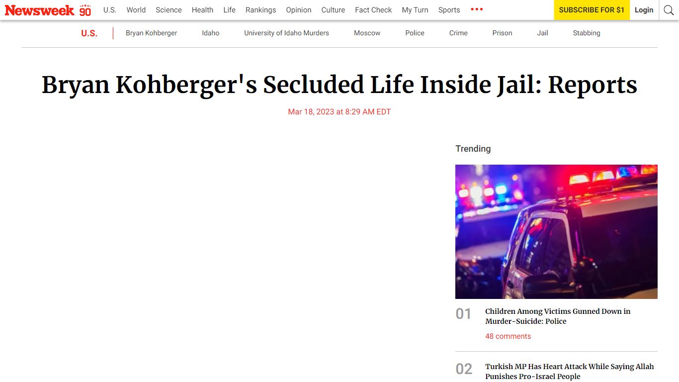 Bryan Kohberger's Secluded Life Inside Jail: Reports - Newsweek